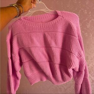 Pink Ribbed Knit Sweater